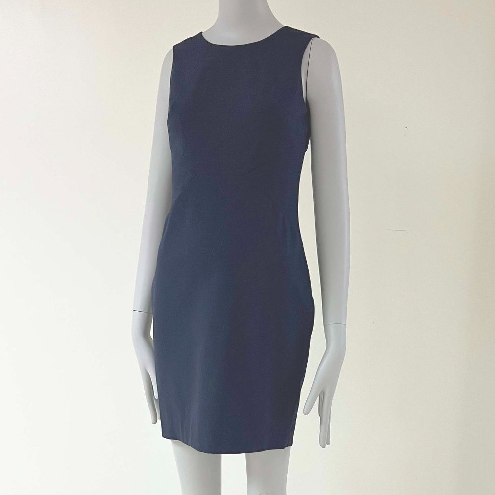 Ann Taylor Navy Crew Neck Sleeveless Sheath Dress